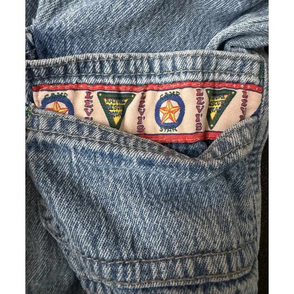 Vintage Levi’s Baby Denim Romper-Camp Levi’s Patch 90’s Light Wash Jean Shortall